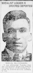 Samuel Blumenberg. Winnipeg Tribune, August 13, 1918. UML.