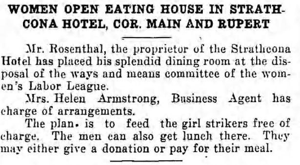 An article about the opening of the Labor Café in the Strathcona Hotel. Source: Western Labor News, University of Manitoba Libraries.