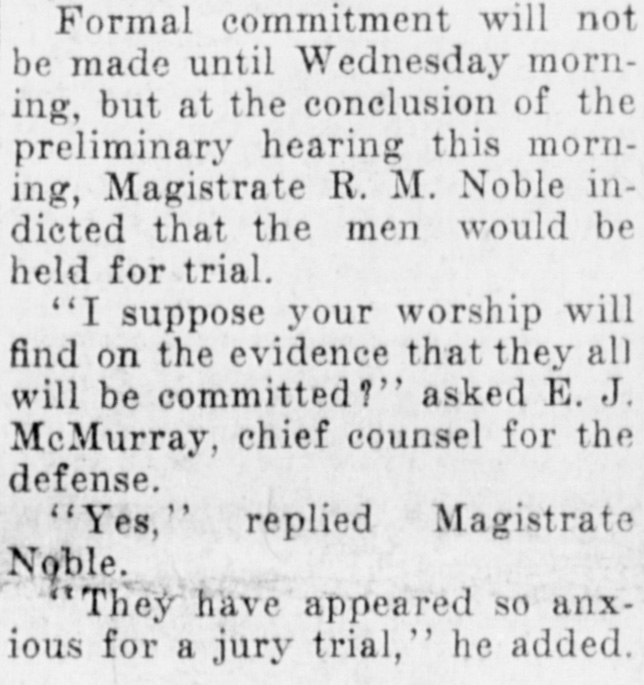 Article about Justice Noble and the strike trial. Source: Winnipeg Tribune, August 12, 1919. University of Manitoba Libraries.