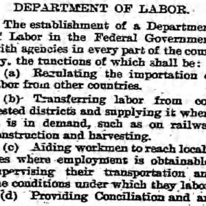 Establishment of the Department of Labor. The Voice, January 12, 1900. UML.