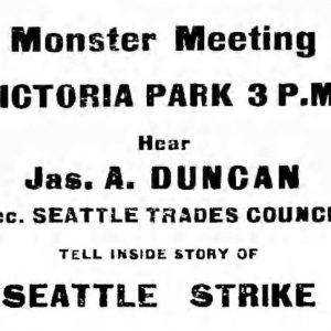 Victoria Park meeting announcement. Western Labor News, June 4, 1919. UML.