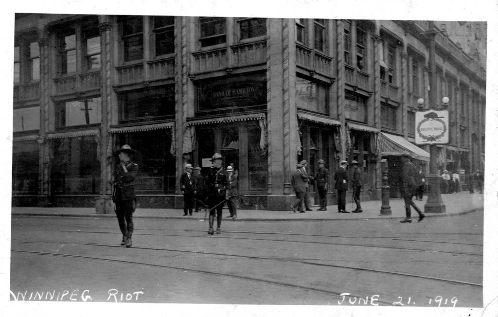 RNWMP on Bloody Saturday. Source: City of Winnipeg Archives. Photograph Collection [P44 File 16]